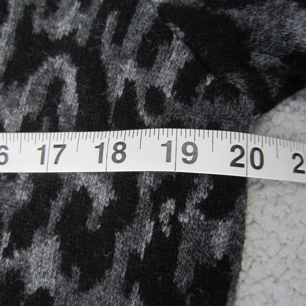 Womens Cardigan size S Wool Blend Long‎  Black/Grey Leopard 1 Button cozy  Italy